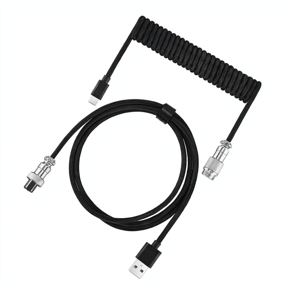 Type C Detachable Cable Coiled Keyboard - Sprężynowy kabel do klawiatury mechanicznej, z