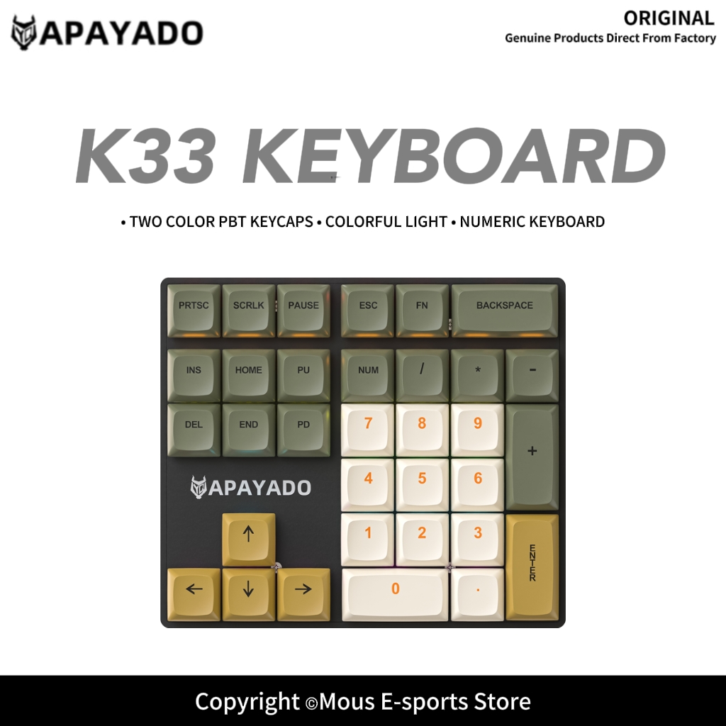 Pbt Keycaps For Numeric Keypad Numpad - Klawiatura numeryczna mechaniczna K33, przełączniki niebieskie/czerwone,