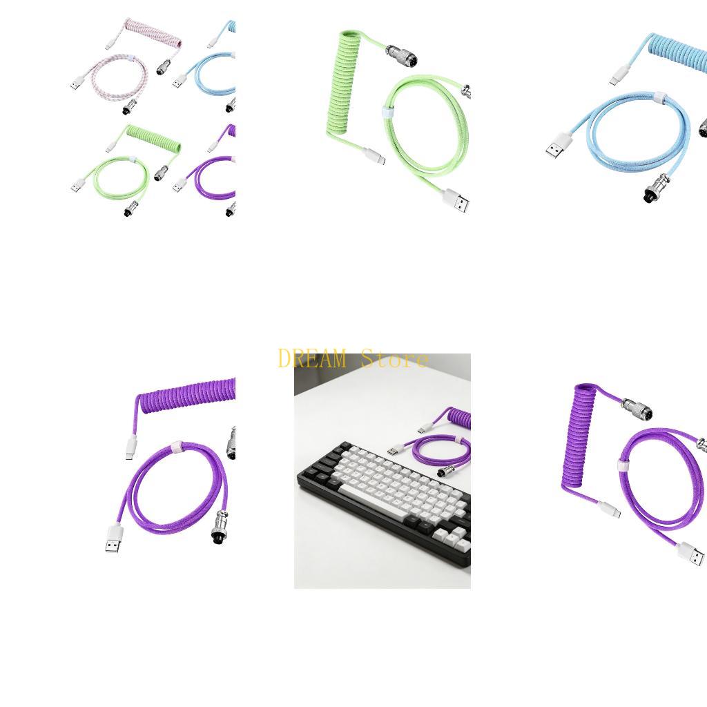 Type C Detachable Cable Coiled Keyboard - Odłączany, metalowy, spiralny kabel klawiatury typu