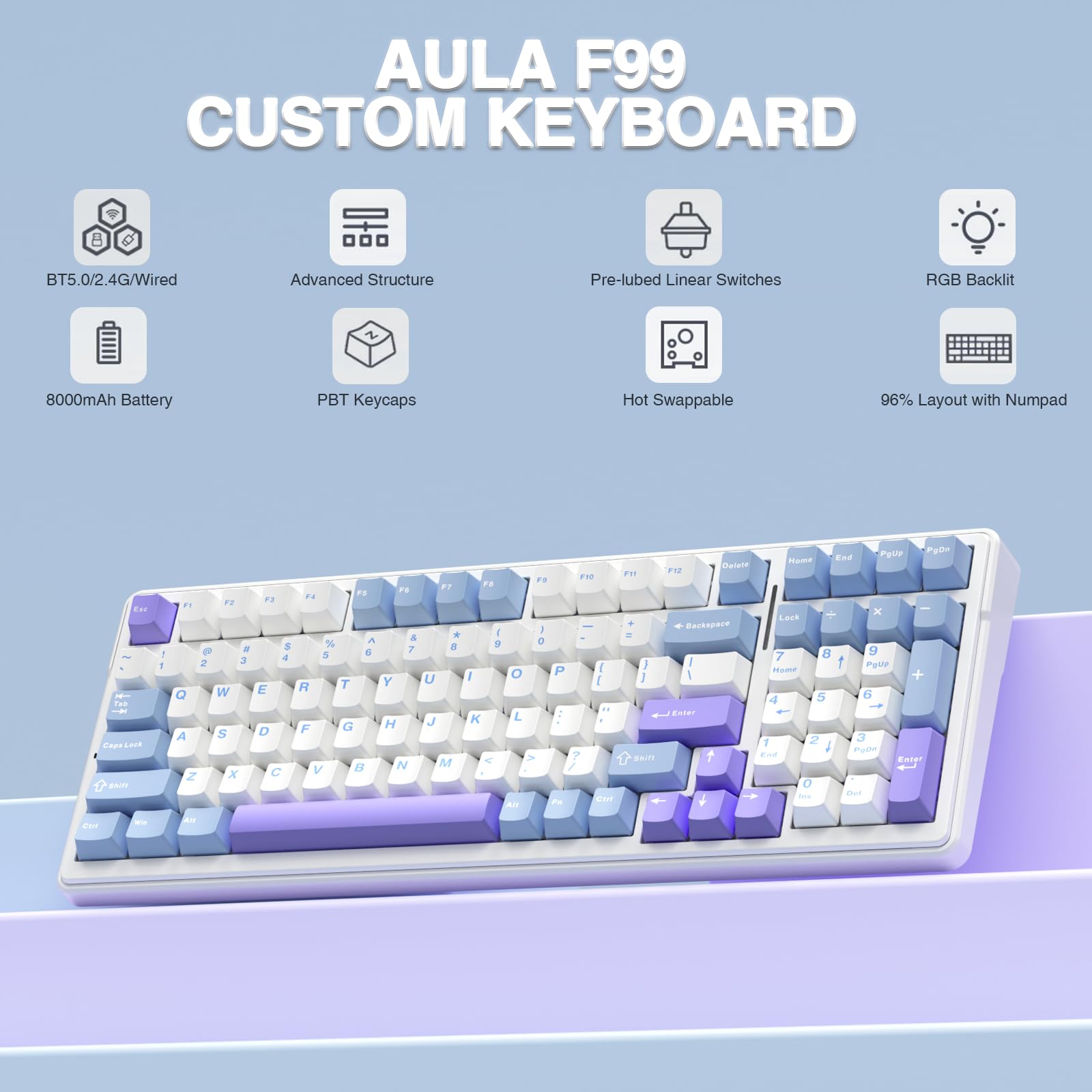 Mechanical Numpad Hot Swap Rgb Wireless - AULA F99 Pro – bezprzewodowa klawiatura