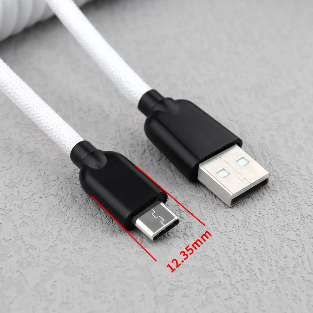 【 LANO 】Biały spiralny kabel U – Type C Detachable Cable Coiled Keyboard recenzja i cena