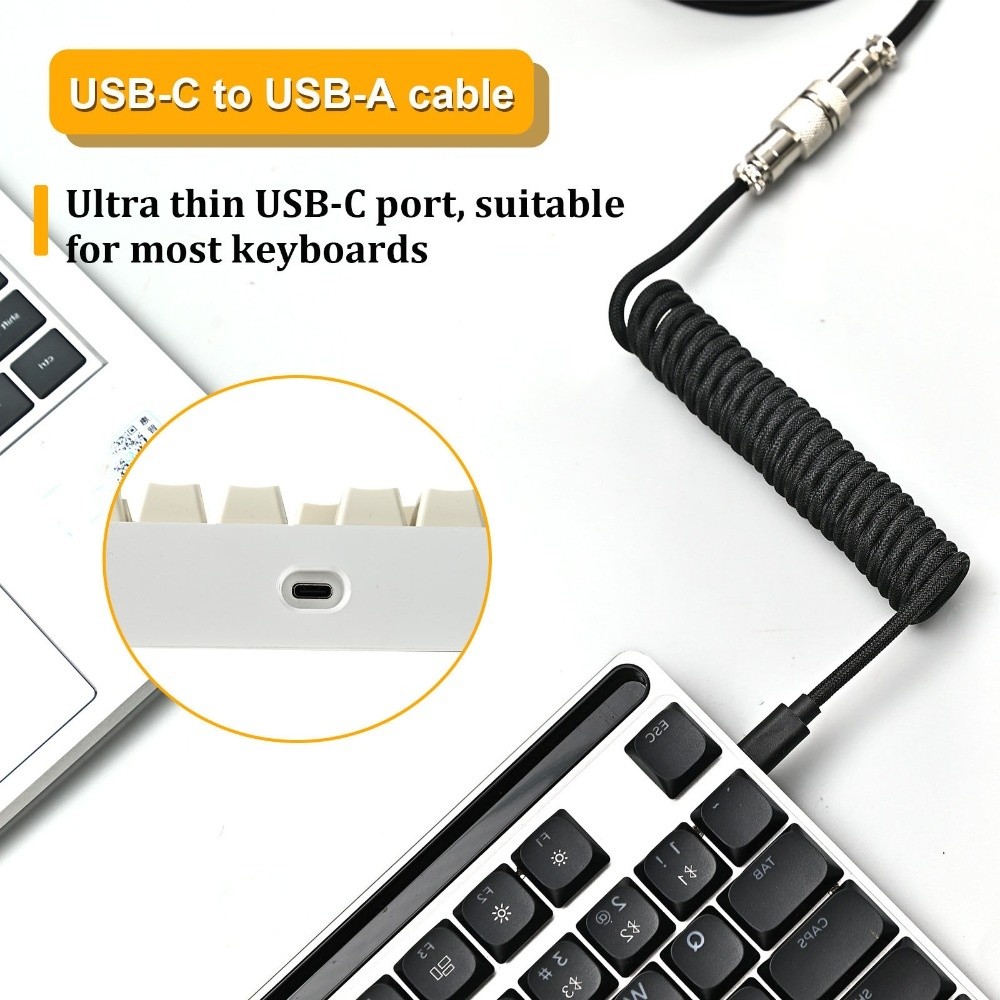 Port USB, spiralny kabel do kl – Type C Detachable Cable Coiled Keyboard recenzja i cena