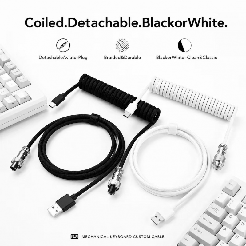 Kabel spiralny Type-C do klawi – Type C Detachable Cable Coiled Keyboard recenzja i cena